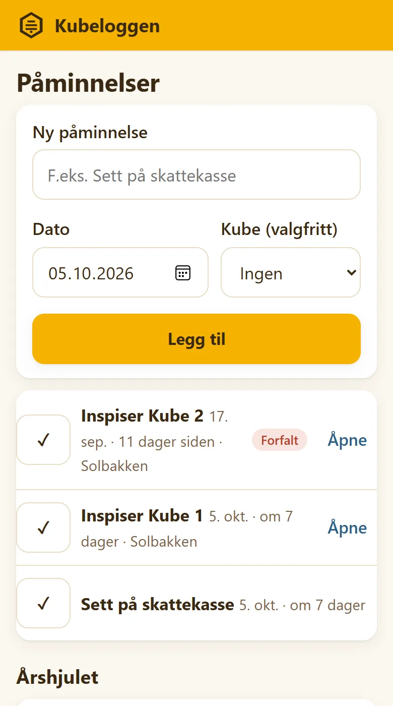 Påminnelser med årshjulet